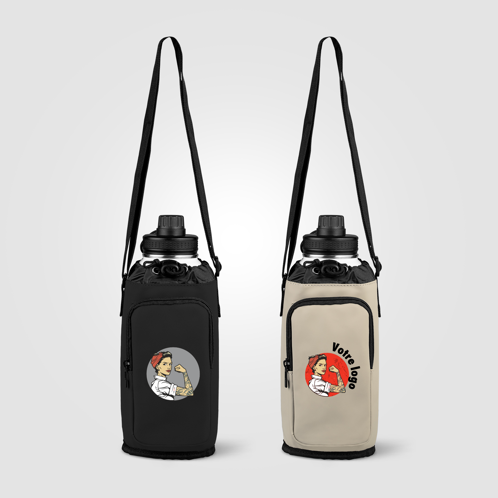 Sac pour bouteille en PU recyclé à fermeture éclair - 1.8 L